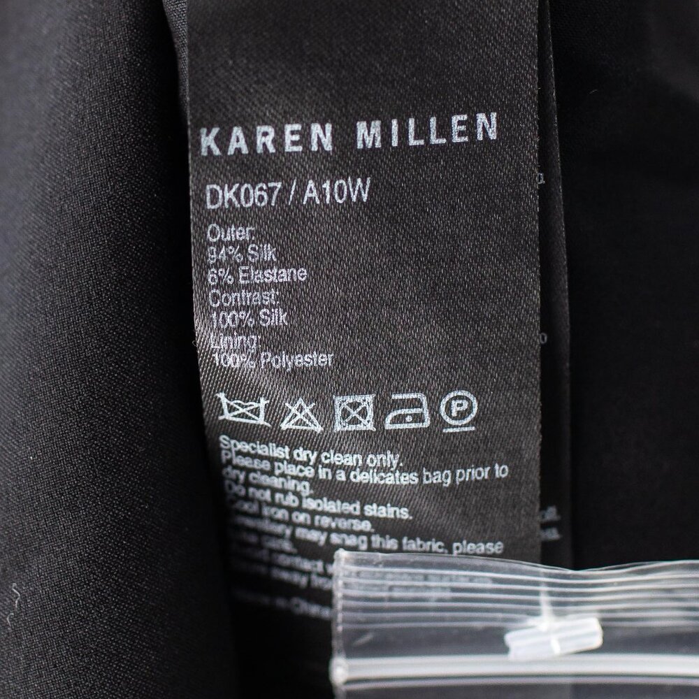 NEW Karen Millen Silk Gray Black Diamond Print Velvet Bow Cutout Mini Dress 4 - Picture 8 of 10